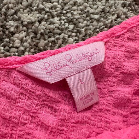 Lilly Pulitzer bright pink textured tank top size L - Picture 6 of 13